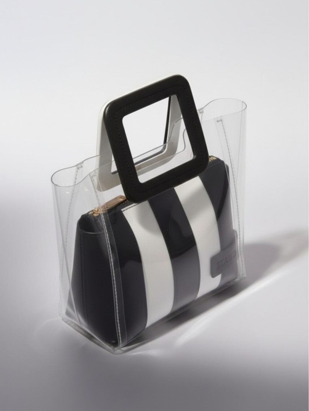 STAUD Mini Shirley Tote Bag ▪︎ 2 Piece ▪︎ Black&White ▪︎ PVC
